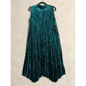 Tahari Women's Size 6 Velvet Pleated Maxi Teal NEW